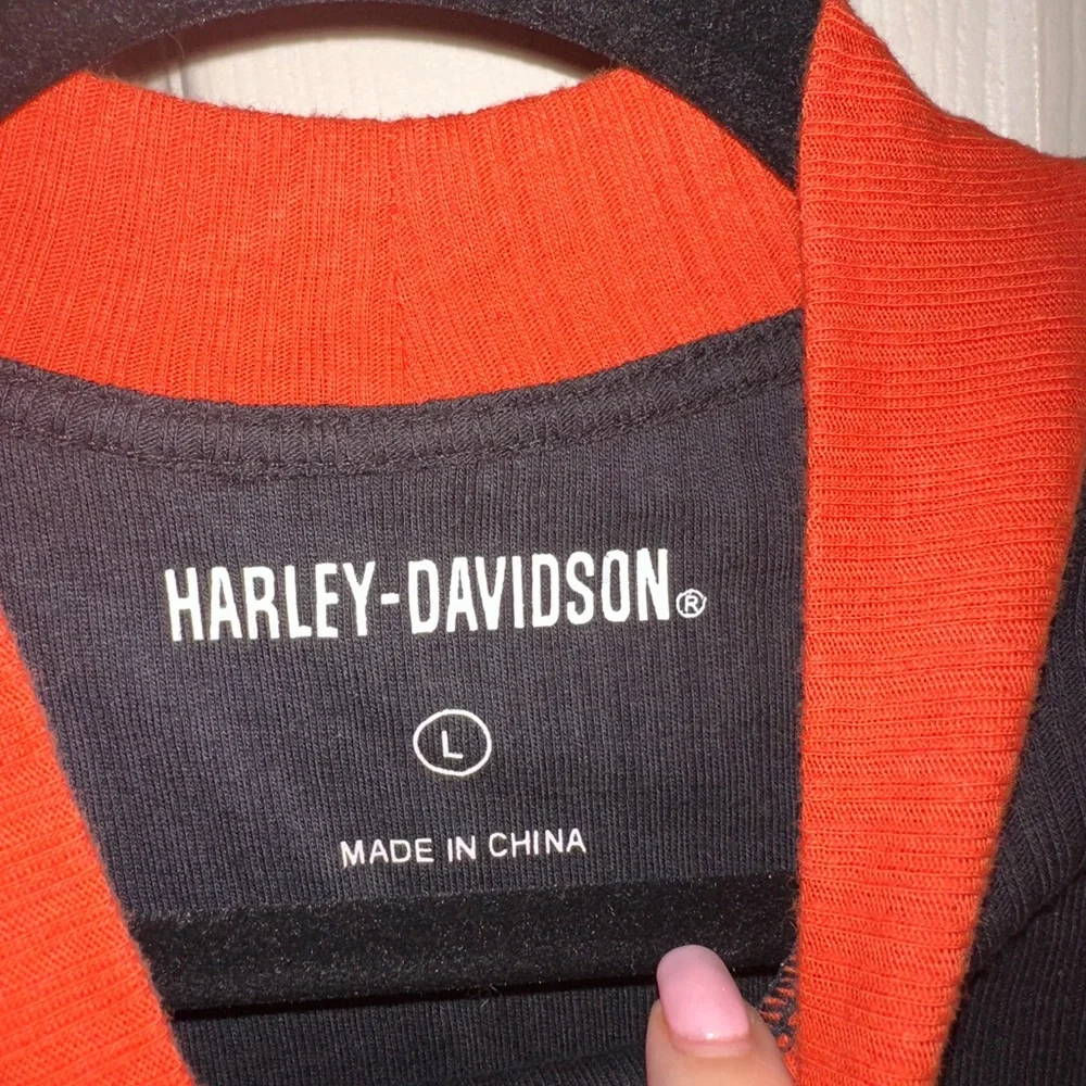 Harley-Davidson Womens Black and orange eagle graphic tank top NWT L biker punk - Picture 3 of 9